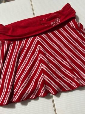 Wrapper Red & White Striped Girls Skort with Rhinestone Heart